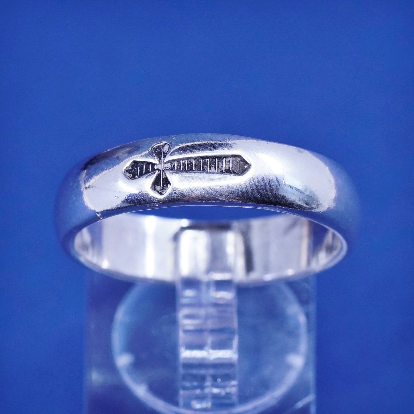 Size 12, vintage BSD Sterling silver handmade ring, 925 band with cross