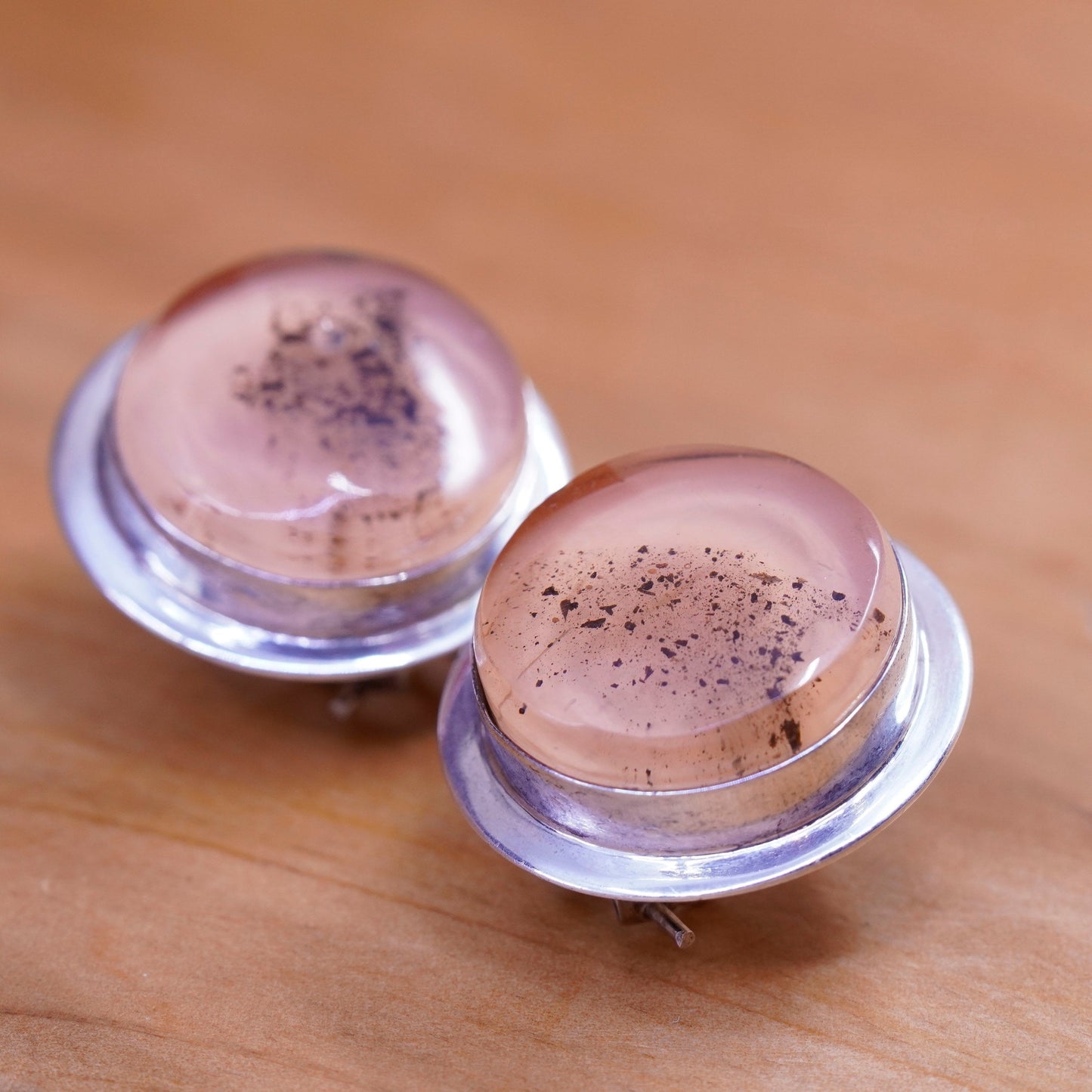 vintage Mexico Sterling silver handmade studs, earrings with creamy resin