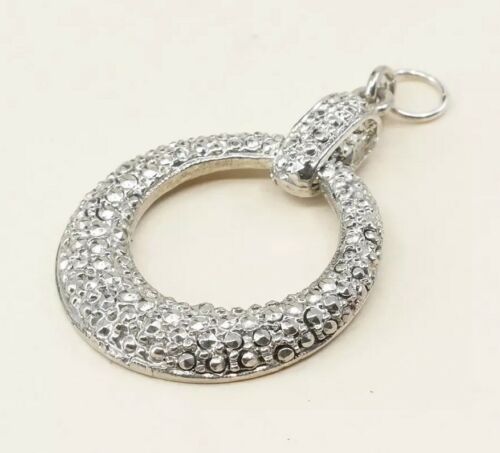Vintage Sterling Silver Handmade Pendant, Circle Textured Pendant, Stamped 925