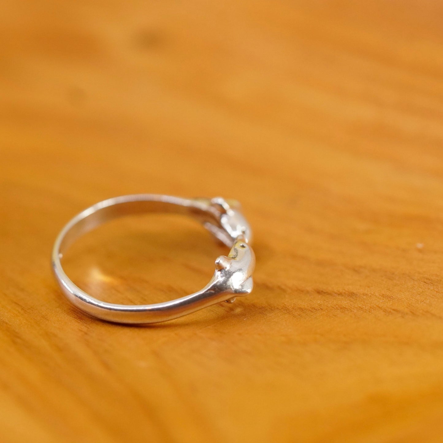 Size adjustable, Sterling silver handmade ring, 925 wrap lover dolphin band