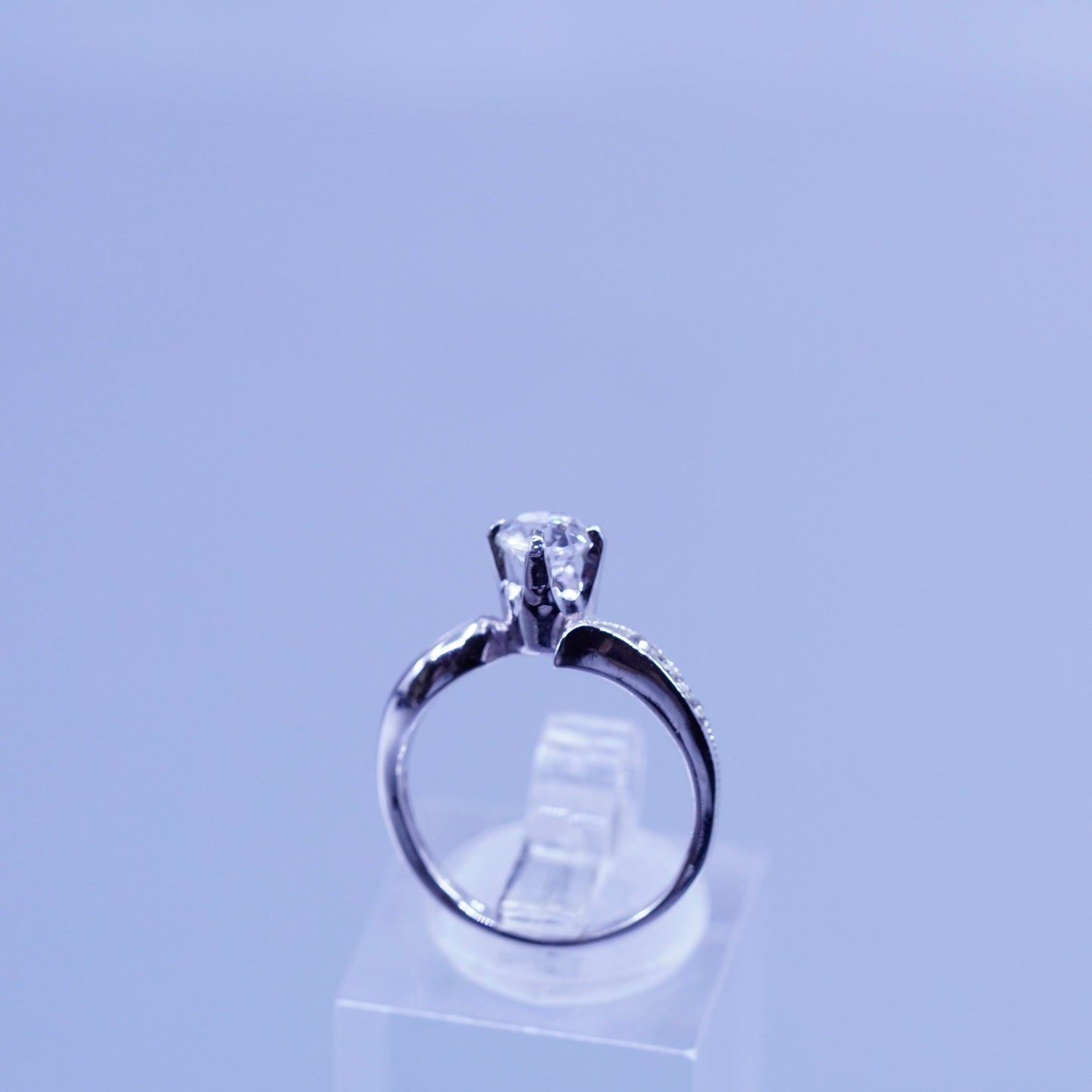 Size 5.25, vintage Sterling 925 silver handmade engagement ring with Cz