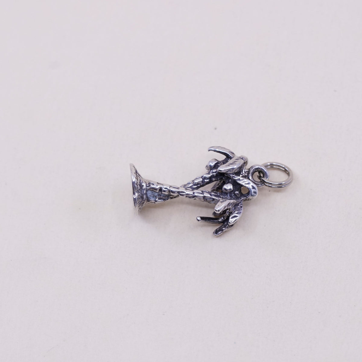 Vintage sterling silver handmade pendant, 925 silver charm palm tree