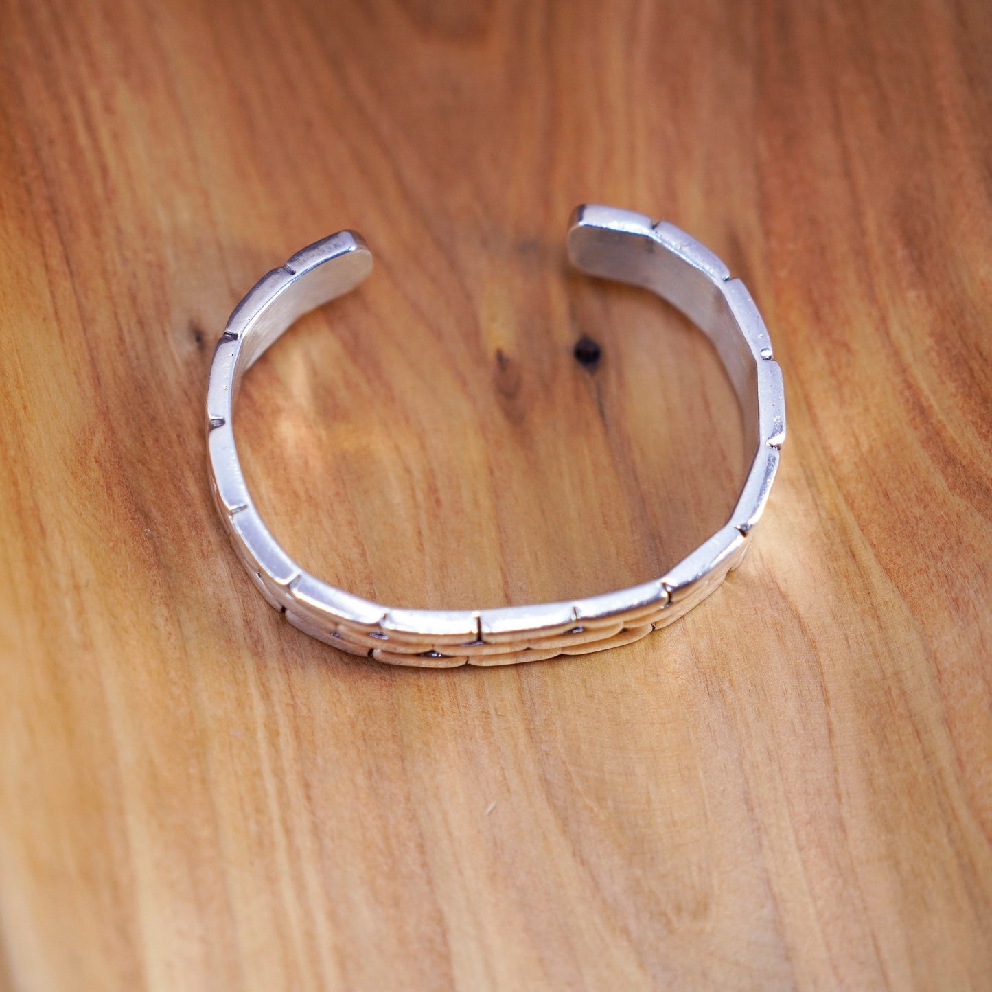 6.75”, Vintage AV Sterling silver handmade bracelet, 925 chain cuff w/ monkeys