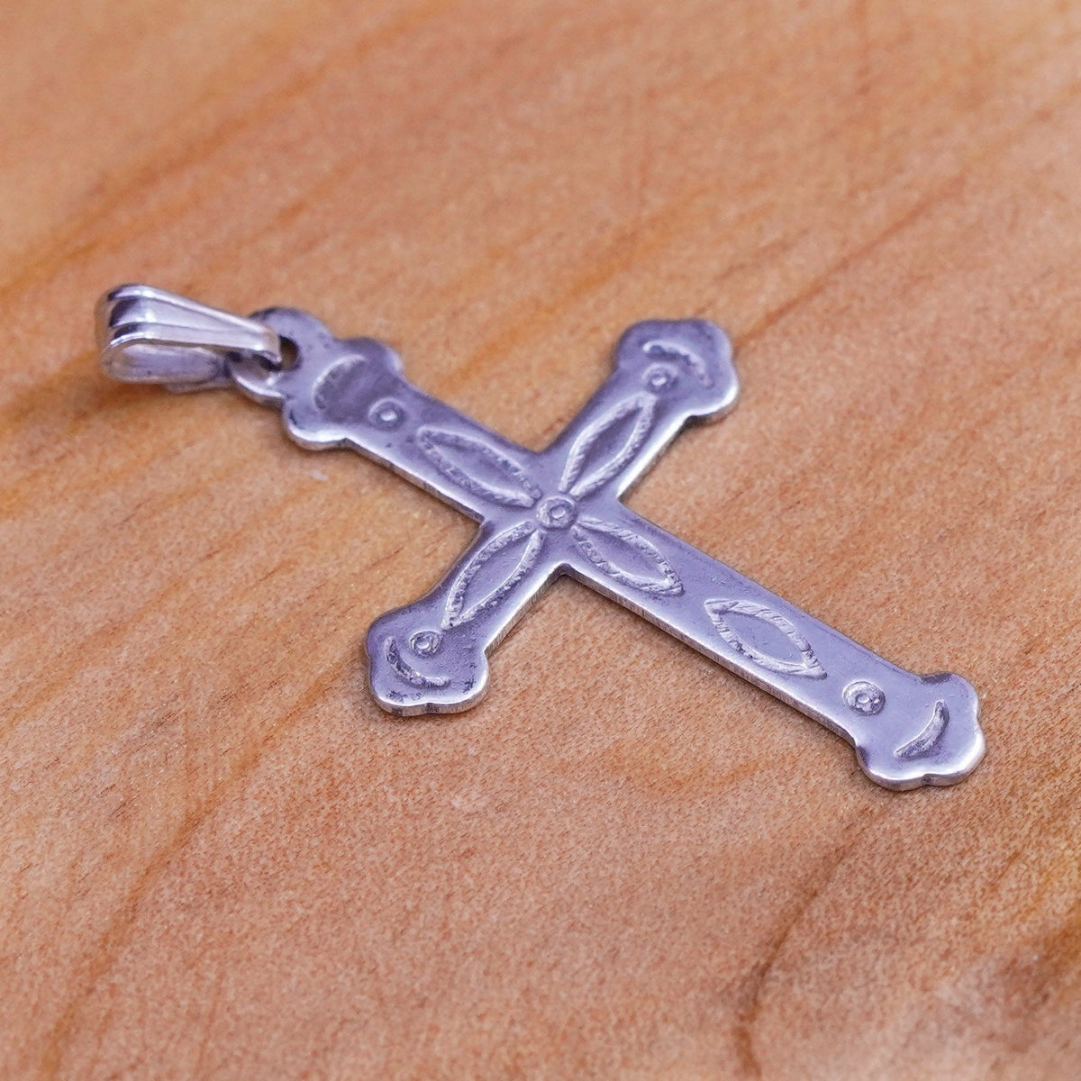 Vintage Sterling silver handmade pendant, 925 textured cross