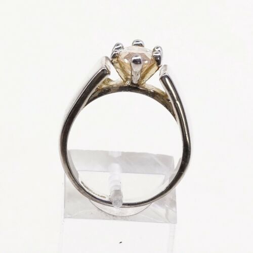 Sz 6, Vintage Sterling Silver handmade Ring, 925 Silver Cocktail W/ citrine