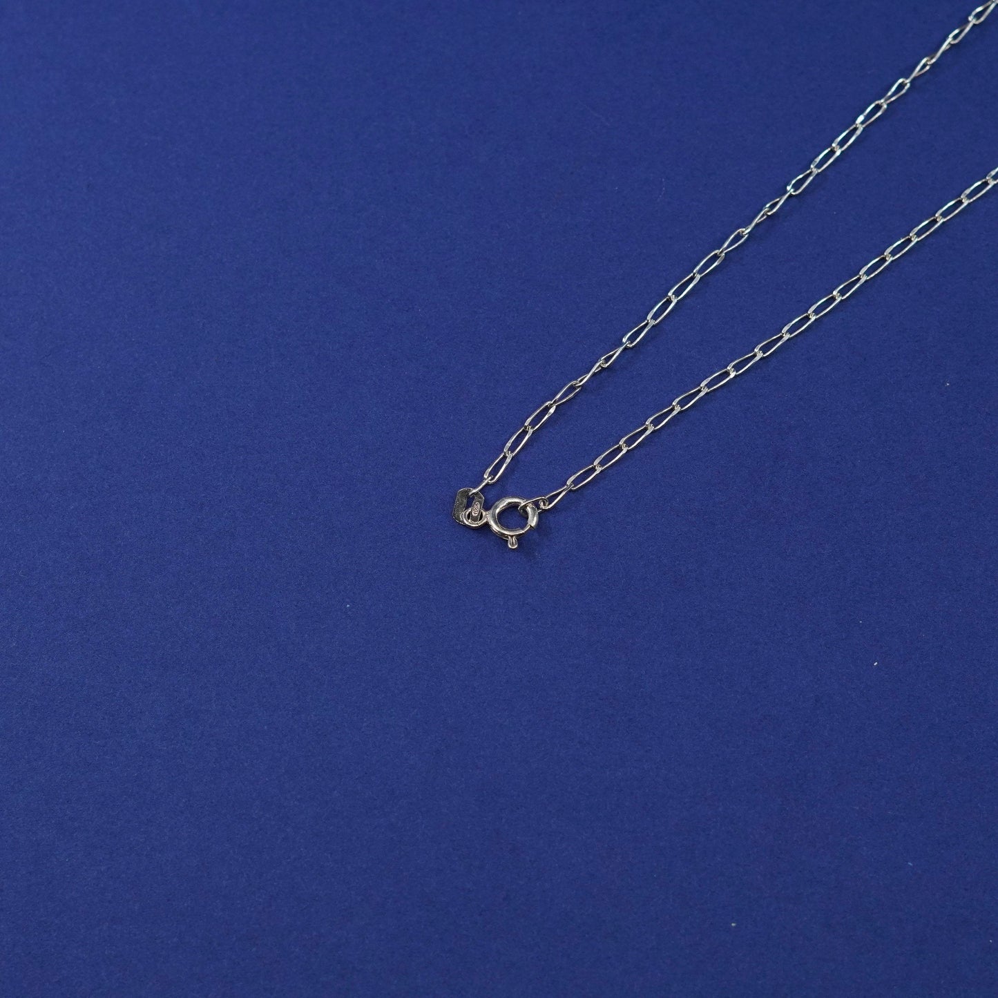 18”, vintage Sterling silver necklace, 925 long chain w/ cluster amber pendant