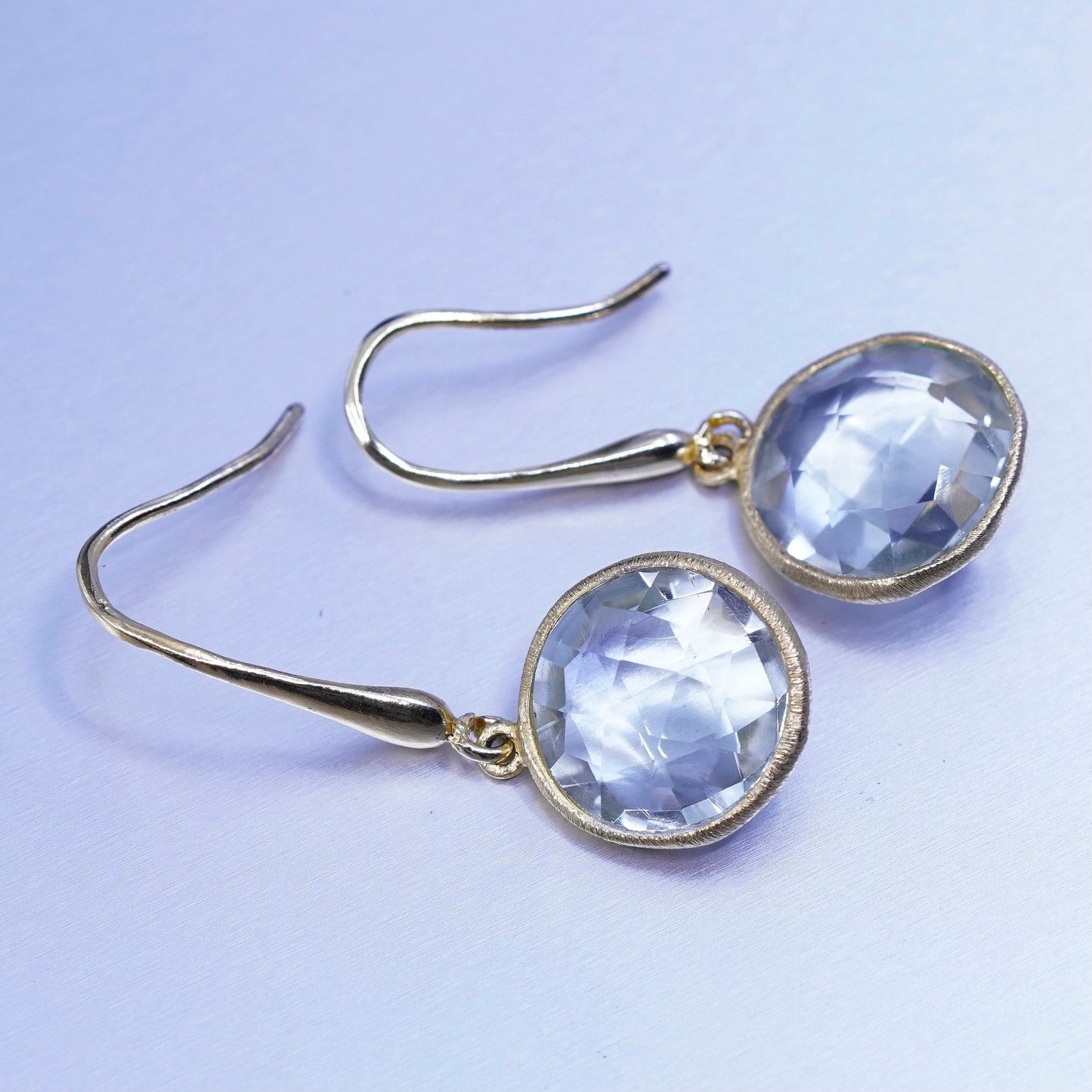 Vintage vermeil gold filled Sterling 925 silver earrings with Crystal