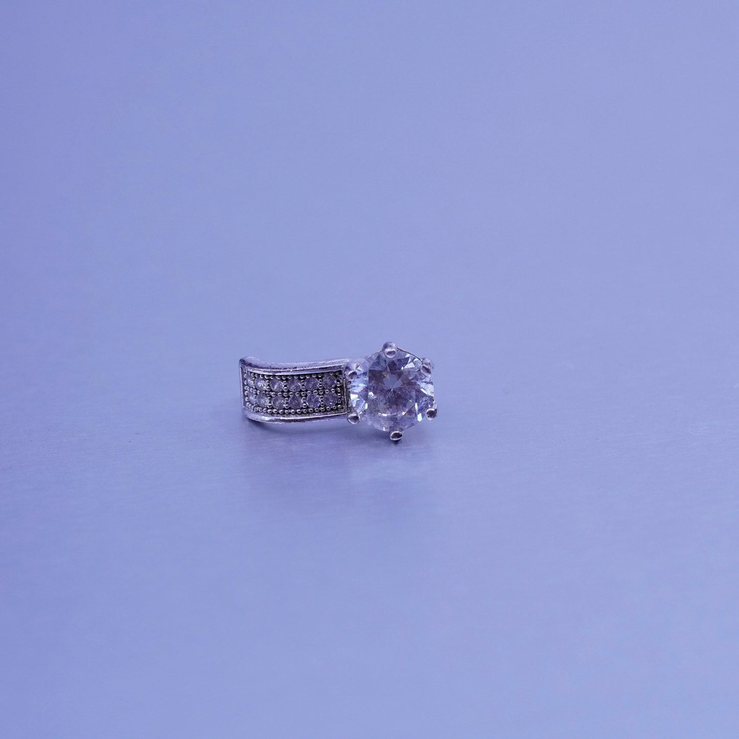 Vintage Sterling 925 silver handmade earrings, studs with Cz inlay
