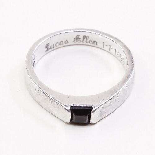 Sz 6, Vtg Sterling 925 Silver Handmade Ring W/ ruby, stamped 925