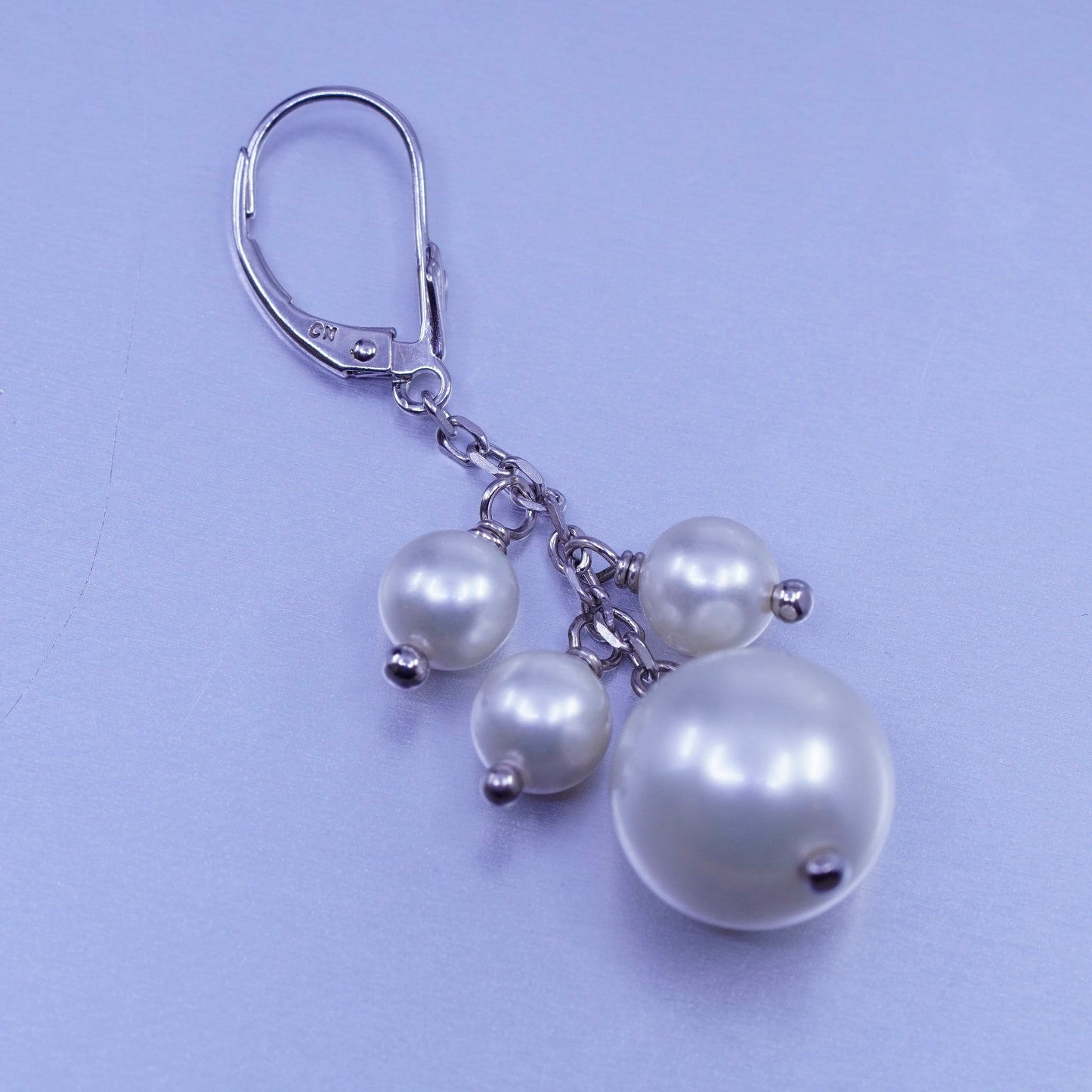 Vintage LUC Sterling 925 silver handmade earrings with cluster pearl
