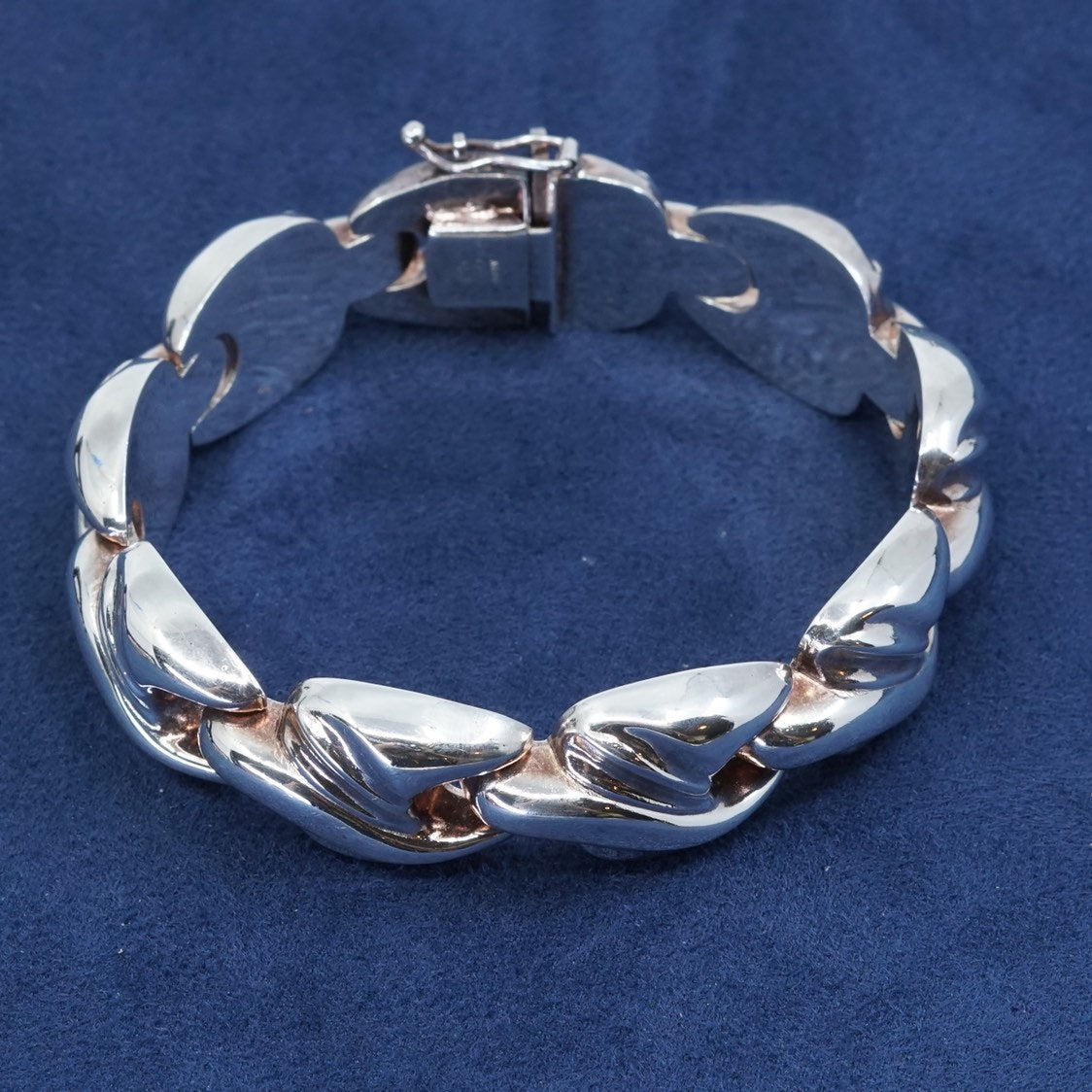 7", 16mm, vtg IBB Sterling silver handmade 925 puffy retro bracelet