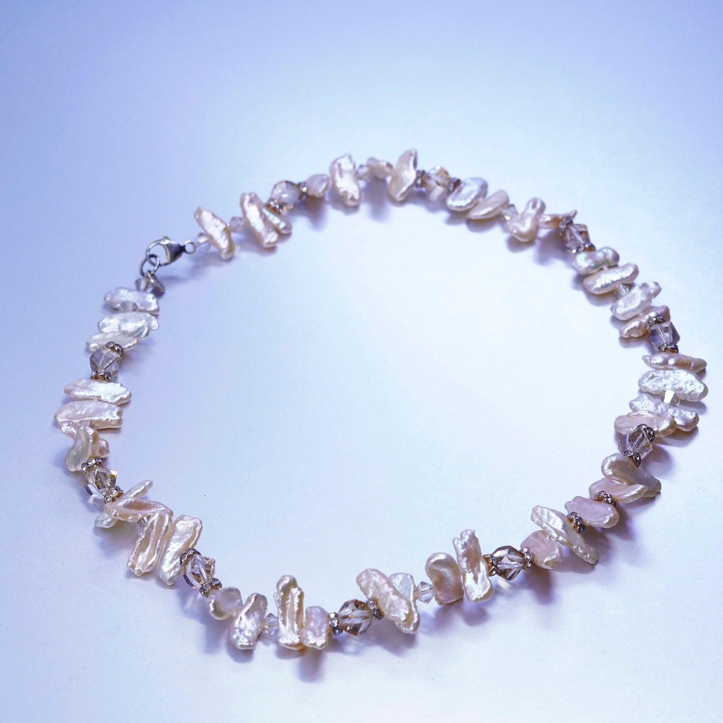 18”, Lucas Lameth Luc baroque pearl necklace citrine sterling 925 silver clasp