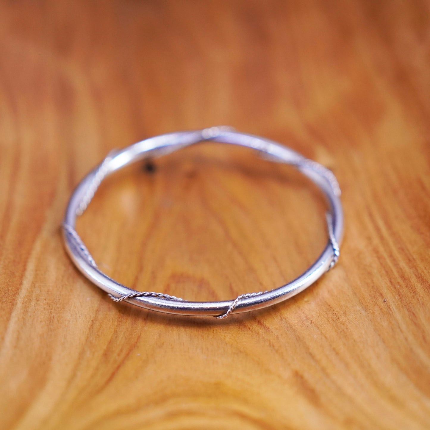 7.5”, southwestern Sterling silver handmade bracelet, twisted 925 bangle