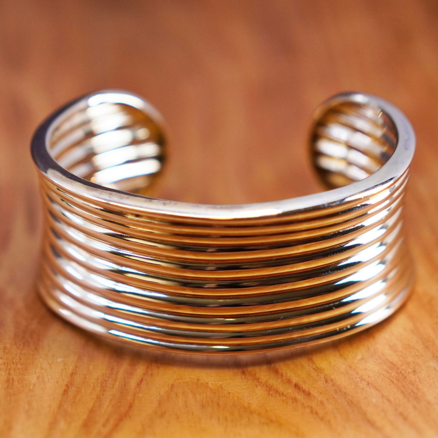 6.25”, vintage vermeil gold over Sterling silver handmade bracelet, 925 cuff