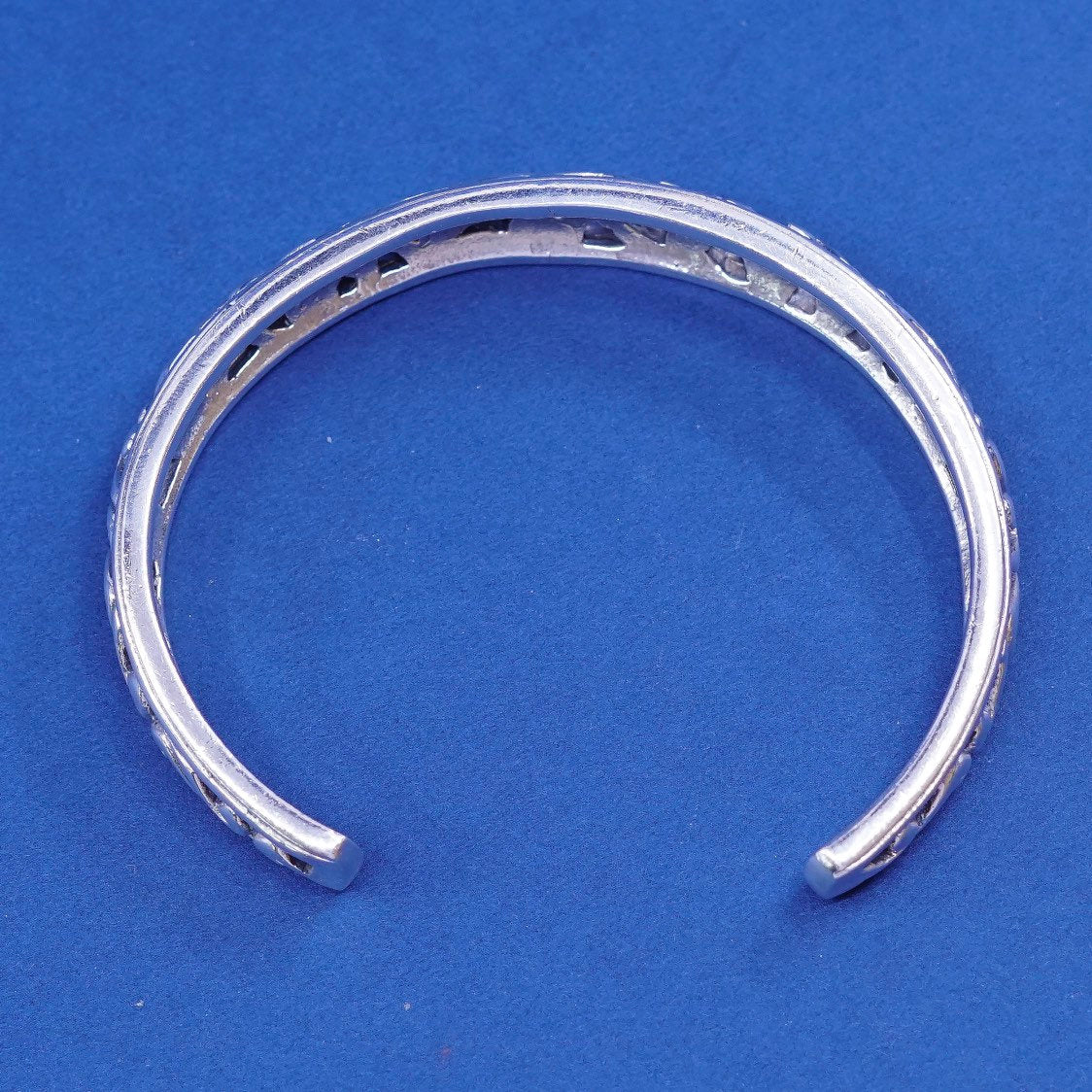 6.75", vtg sterling silver handmade bracelet, 925 cuff w/ filigree swirl