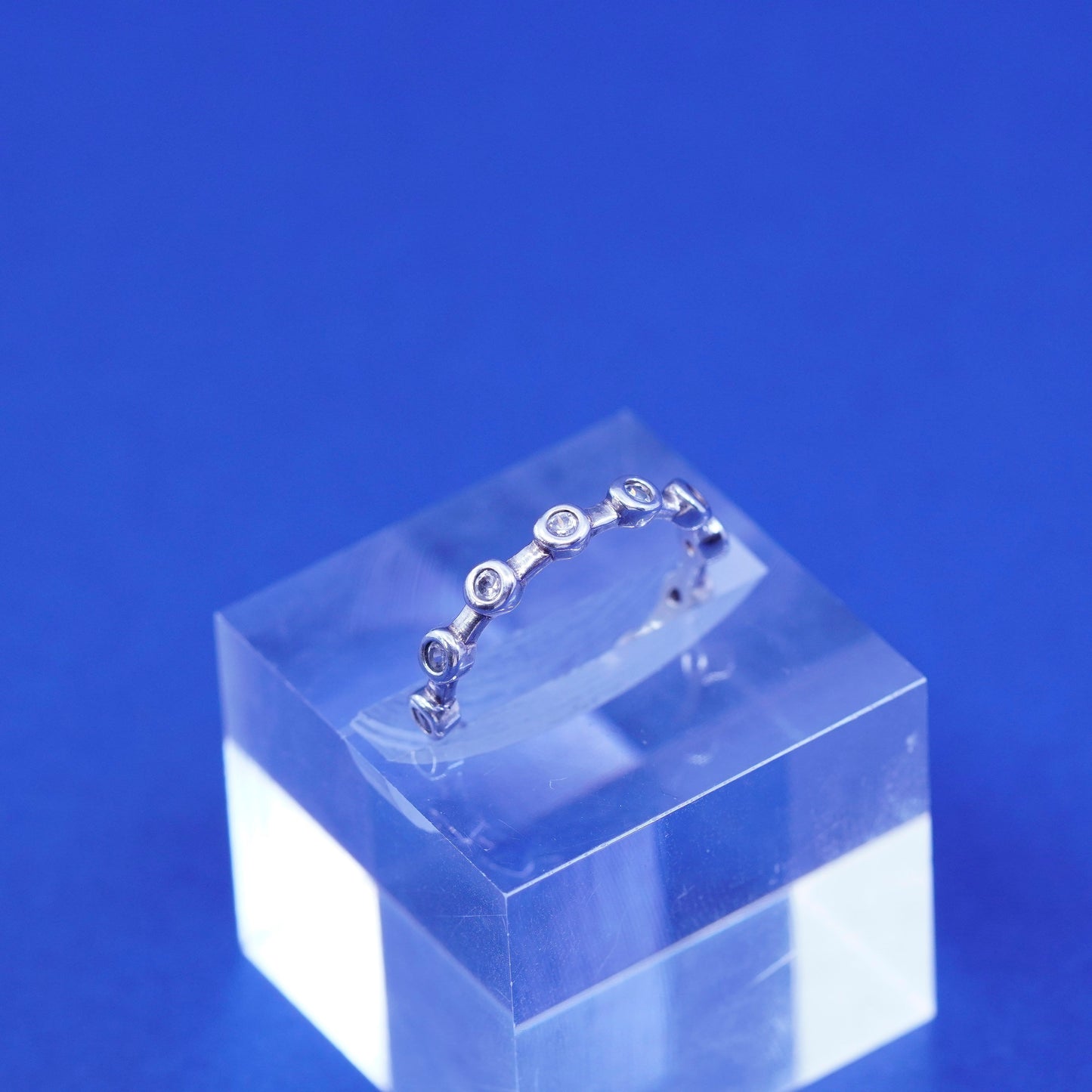 Size 7.25, Silpada Sterling 925 Silver Cubic Zirconia Band Stack Ring R2063
