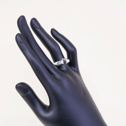 Sz 7.5, Vtg ECL Modern Sterling Silver Cocktail Ring, 925 W/ Blue topaz