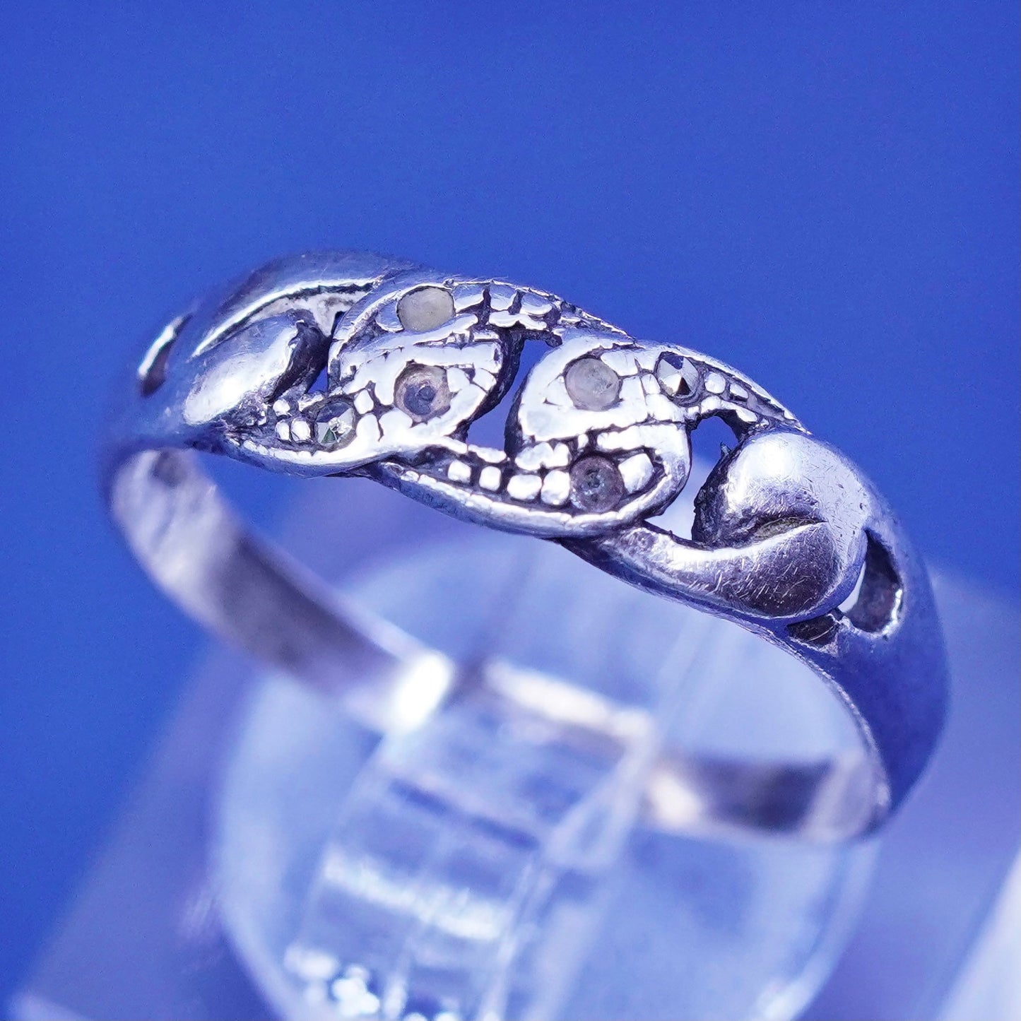 Size 8.5, vintage Sterling silver handmade ring, 925 chain band
