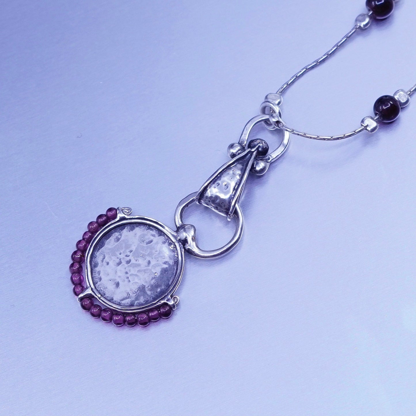 18”, Israel Shablool Didae sterling silver 925 necklace snake chain tag pendant