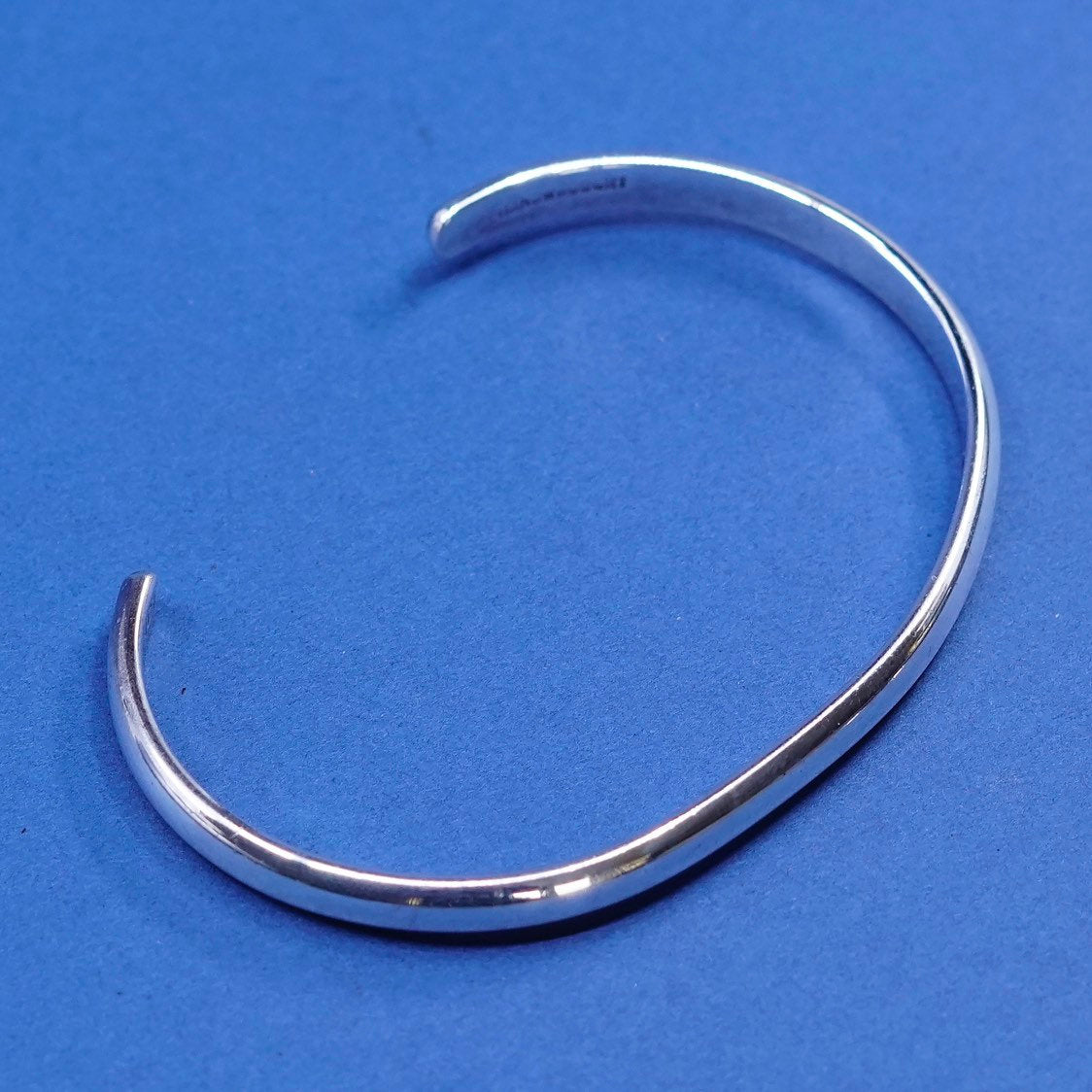 6.5", vtg sterling silver handmade bracelet, thin 925 hammered cuff