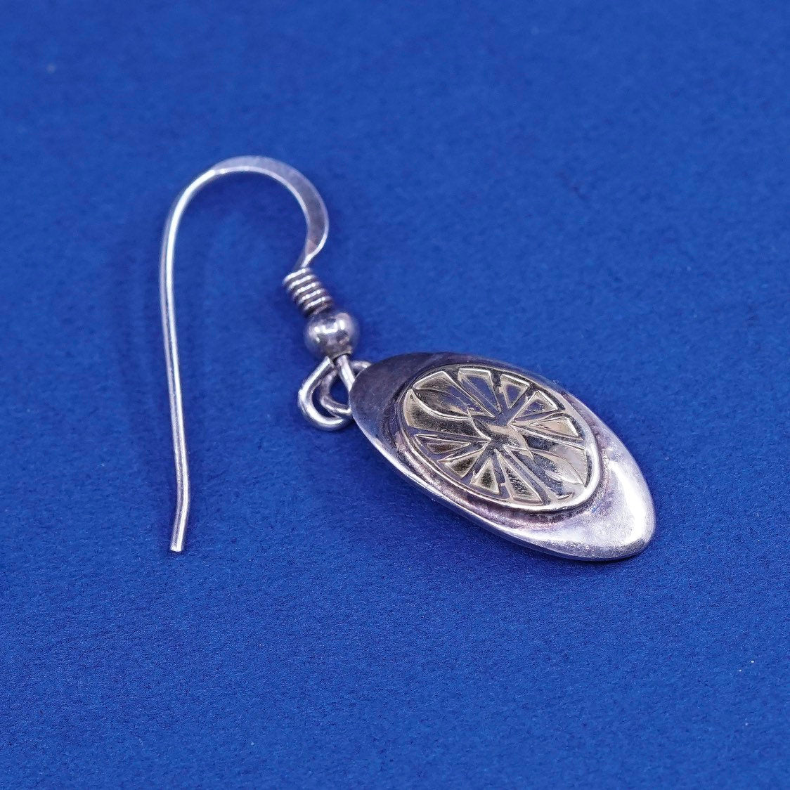 Navajo T.C. Case & Co Earrings 14k Gold and Sterling Silver Curved Egg Drops