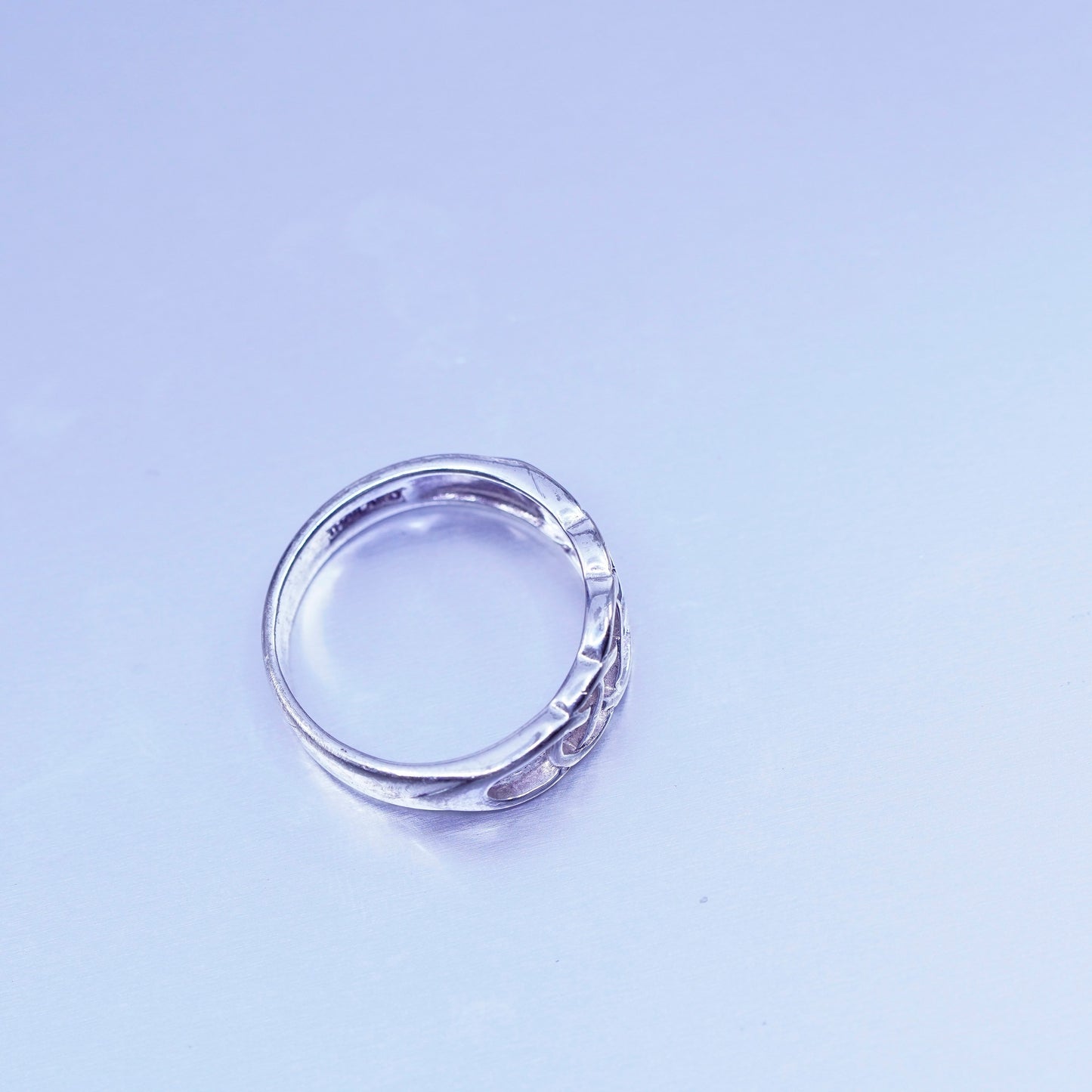 Size 7, Sterling 925 silver handmade ring, Irish Celtic braided textured band