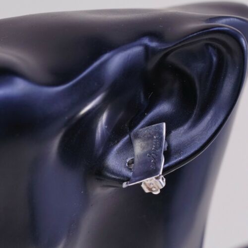 Vtg Modern Sterling Silver 925 EARRINGS, Square Clip On Embossed “imagine”