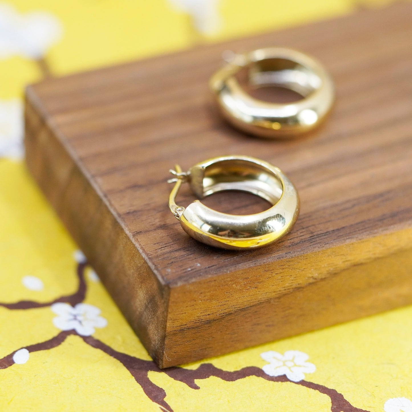 1”, vintage vermeil gold over Sterling silver earrings, 925 hoops