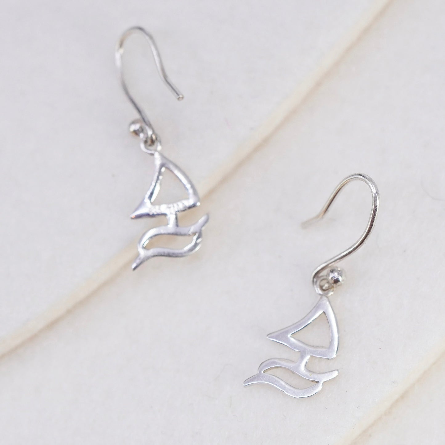 Vintage Sterling 925 silver handmade sail boat earrings
