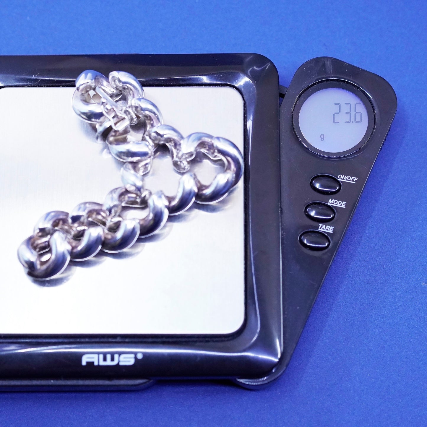 7”, 11mm, vintage Sterling silver men’s bracelet, 925 San Marco chain