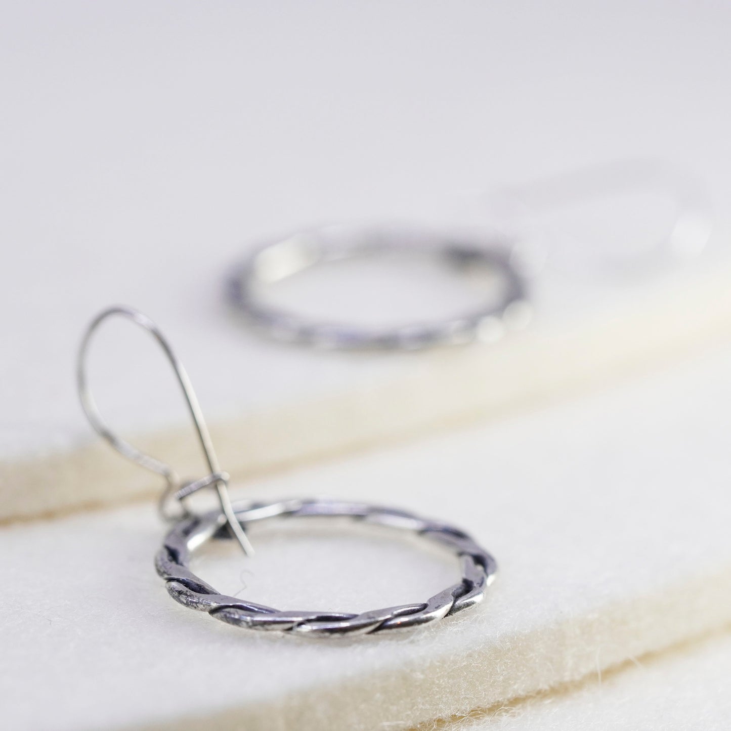 Vintage Sterling 925 silver handmade entwined circle earrings