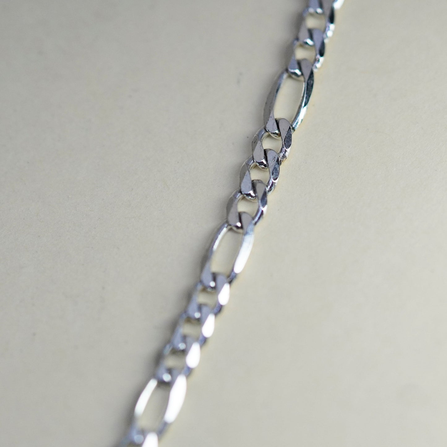20”, 4mm, Vintage sterling silver figaro chain, bold 925 men’s necklace