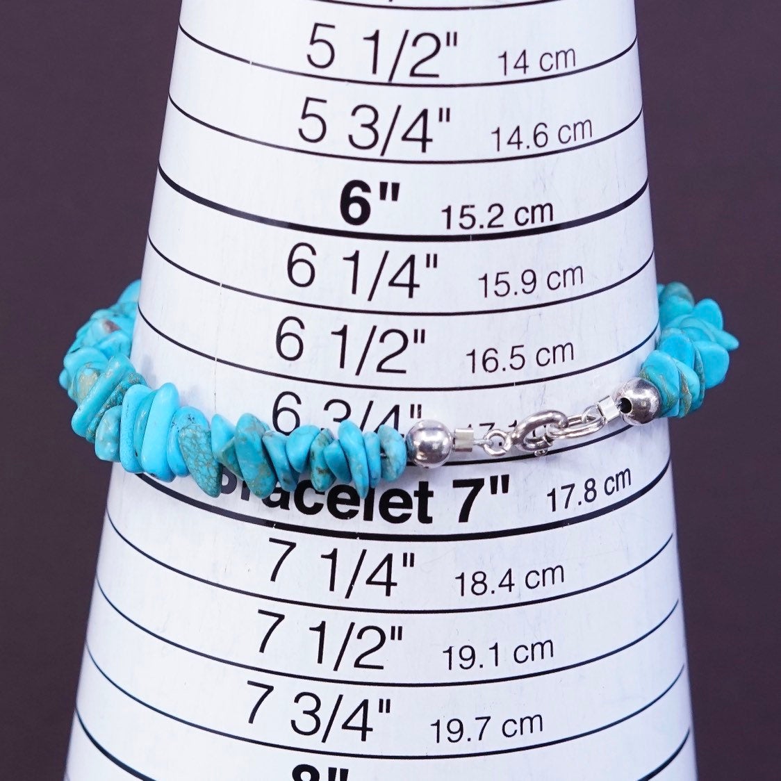 7", vtg Sterling silver handmade bracelet, turquoise beads bracelet