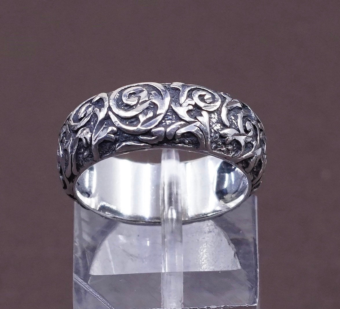 sz 6, vtg carolyn pollack relios Sterling silver handmade ring, 925 flower band