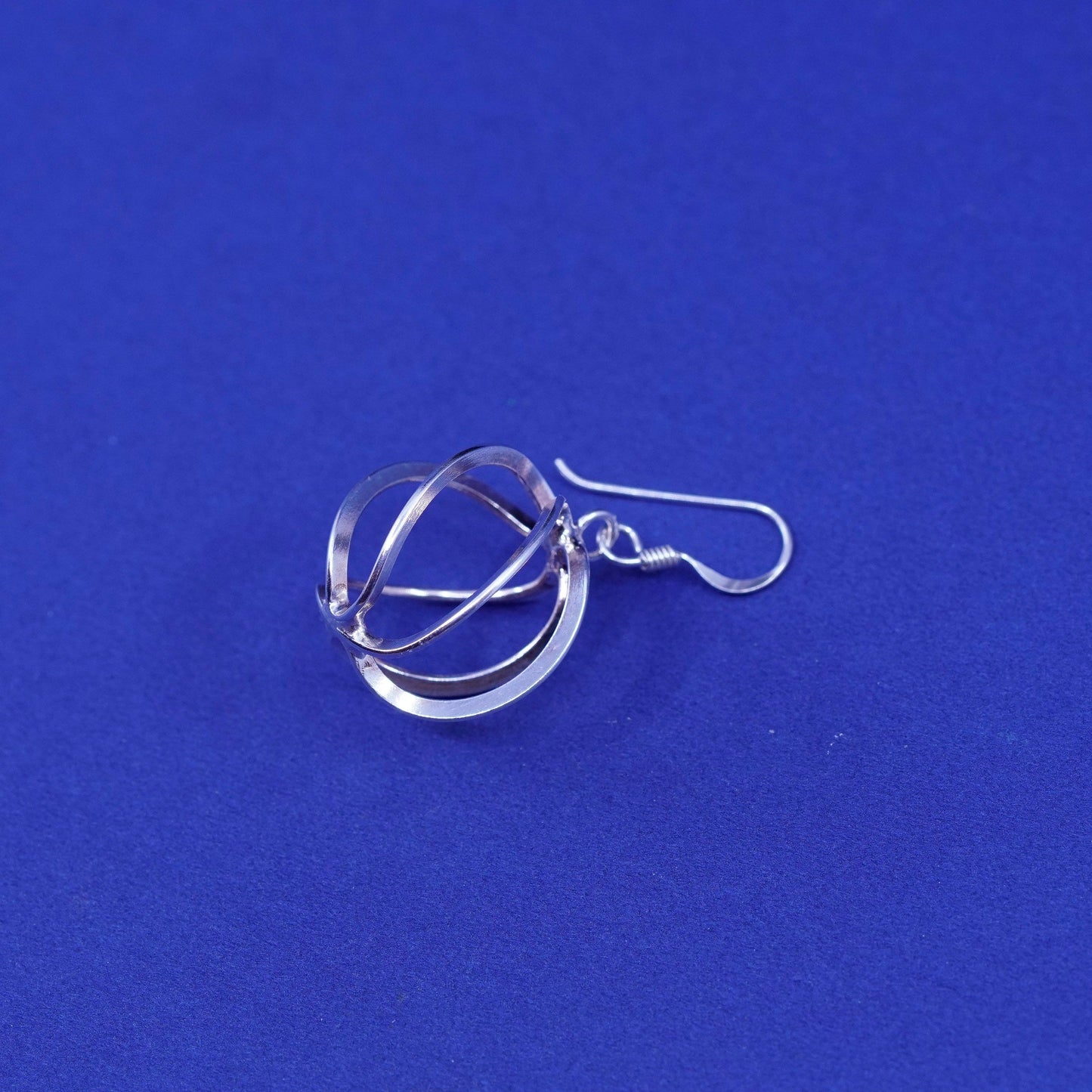 Vintage sterling silver handmade earrings, 925 twisted hopps