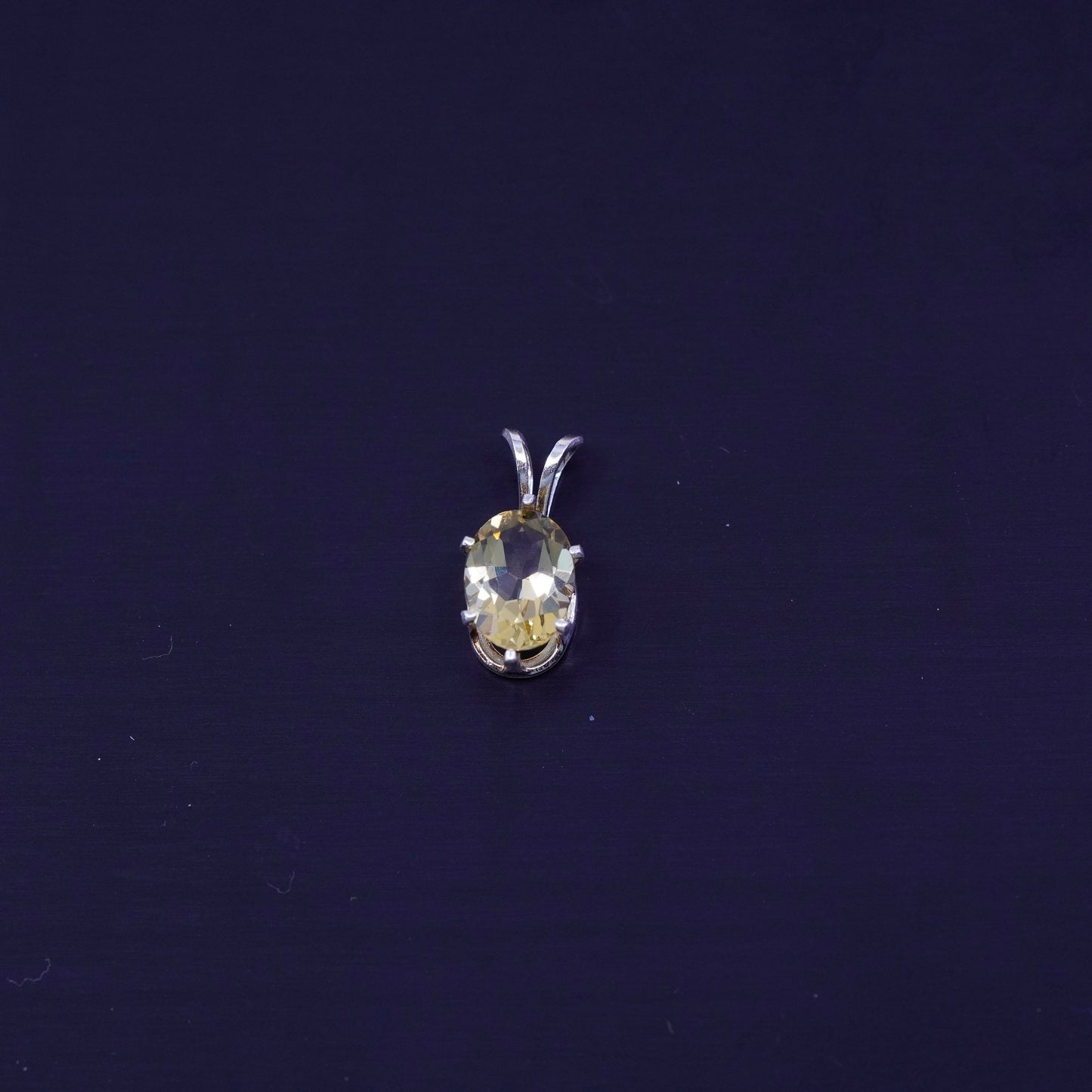 antique sterling 925 silver pendant with oval citrine