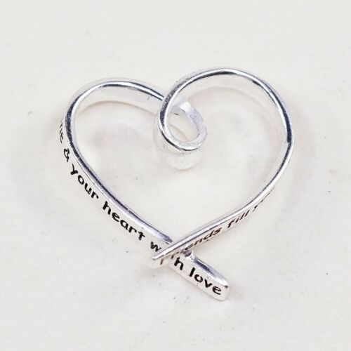 Veg sterling silver handmade pendant, Friendship Quote 925 heart charm