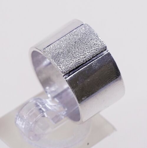 Size 6.25, Vtg Israel S Giver Sterling Silver Handmade Ring 925 Wide Band