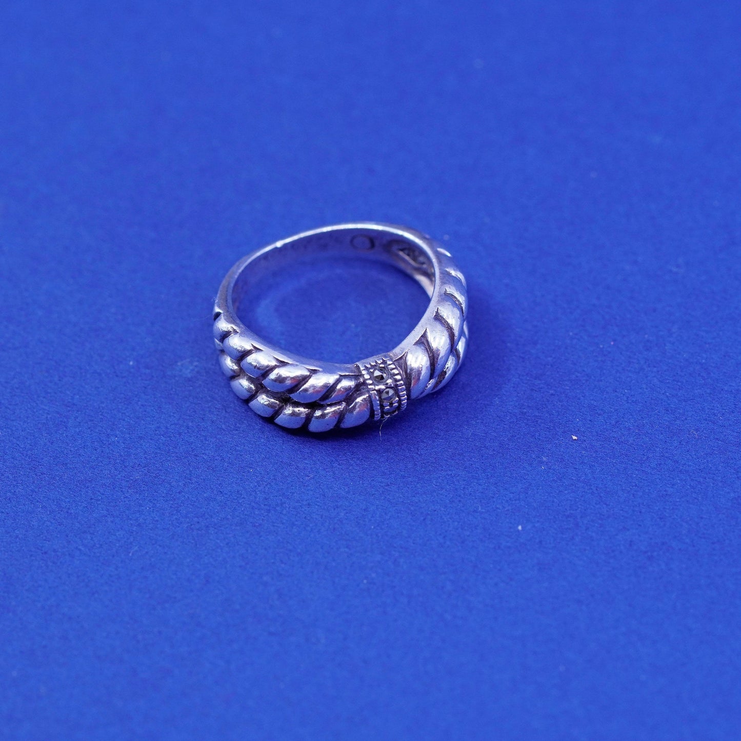 Size 8.25, Judith Jack sterling silver ring, 925 entwined band with Marcasite