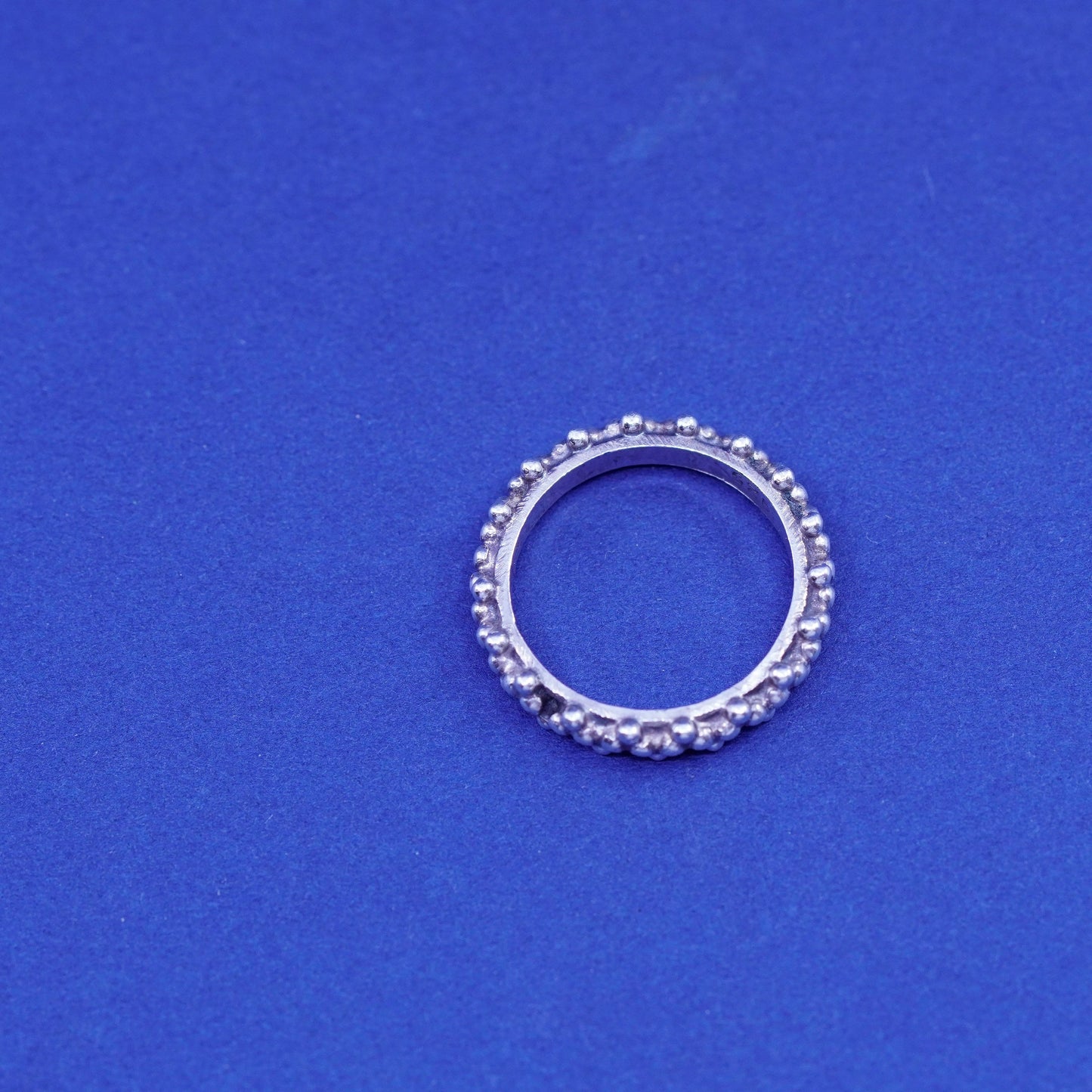 Size 4.75, Sterling silver handmade ring, southwestern 925 stackable band beads