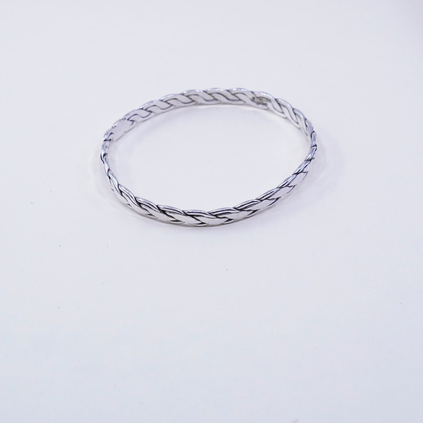 8.25”, Vintage sterling silver handmade bracelet, 925 cable bangle