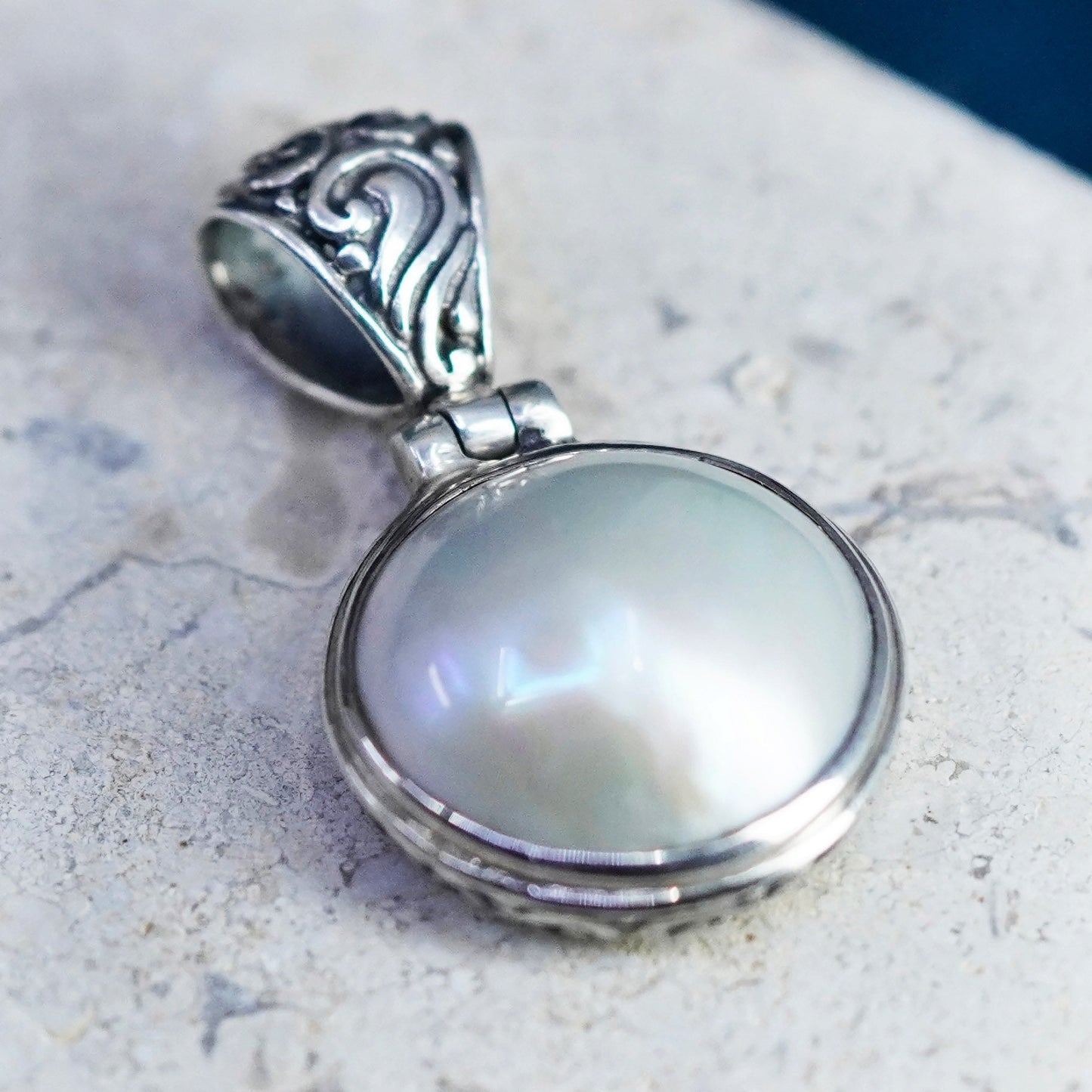 Vintage Sterling 925 silver handmade pendant with Pearl