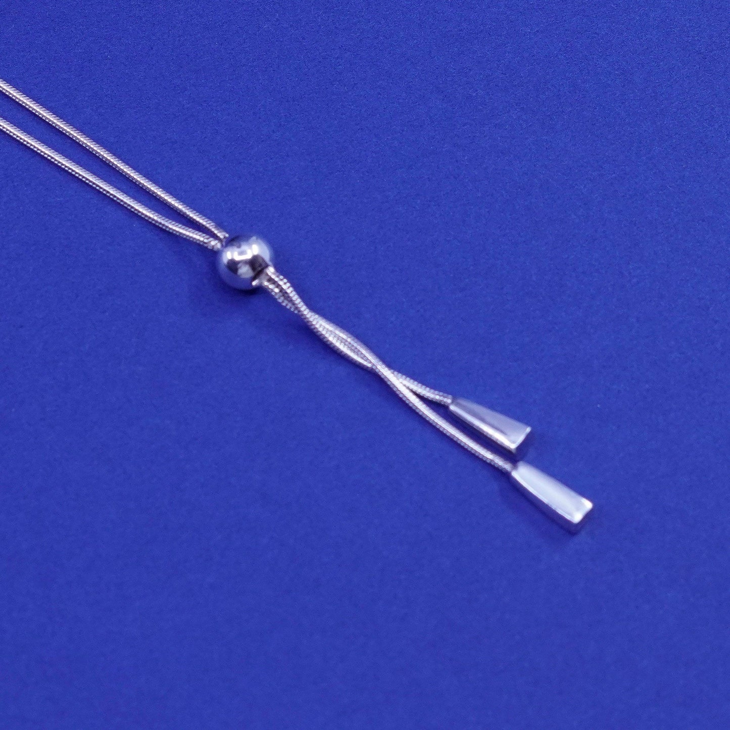 16”, Sterling silver handmade necklace, 925 snake chain long teardrop pendant