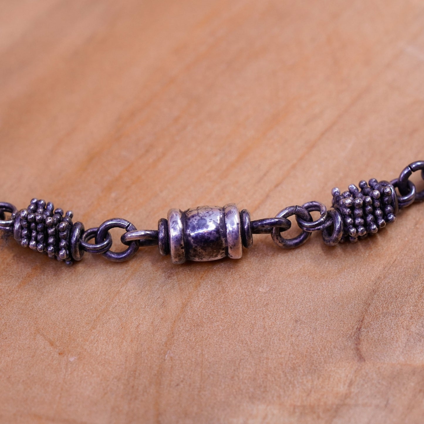 8”, Michael Dawkins jewelry Sterling 925 silver handmade bead bracelet chain
