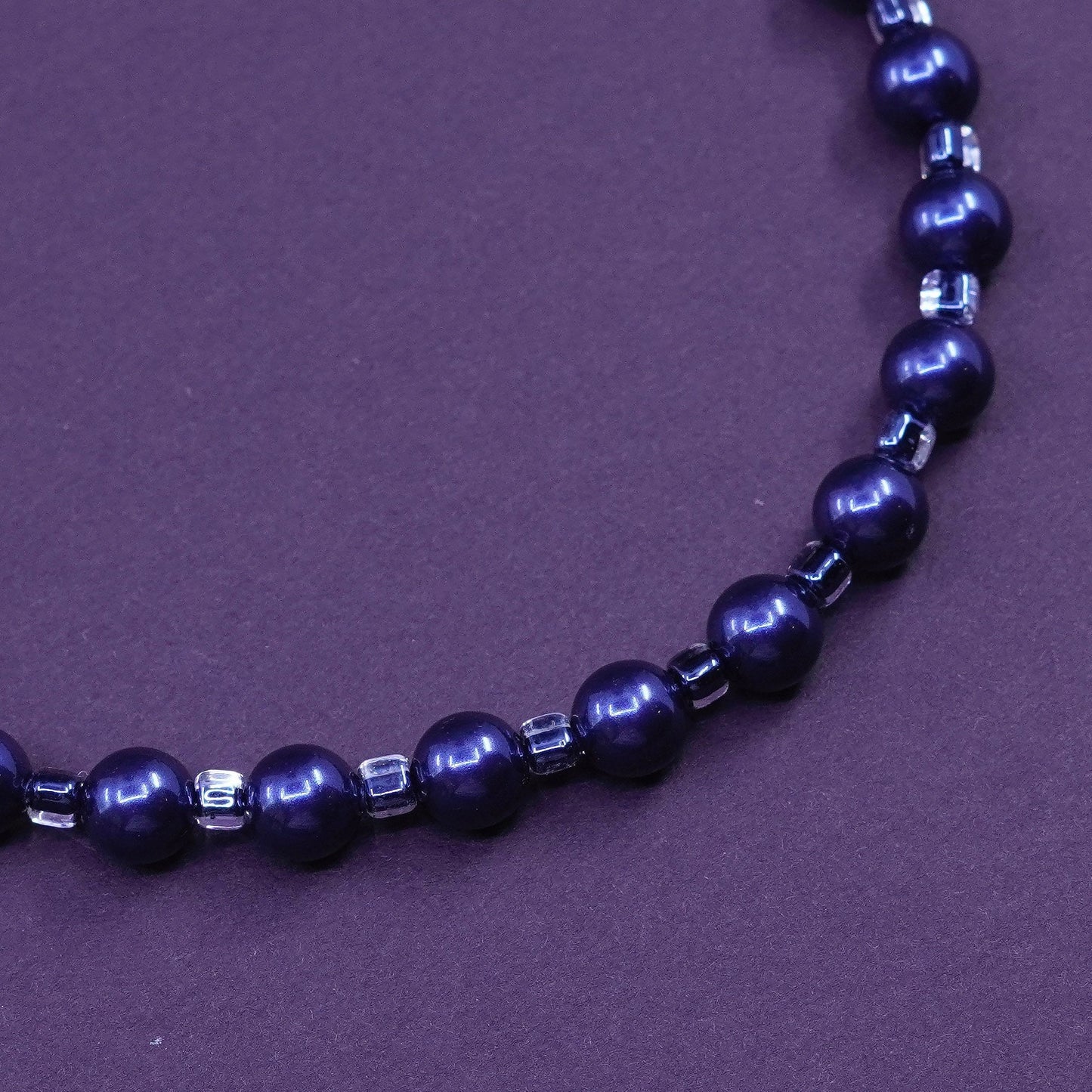 21”, vintage sterling 925 silver handmade chain necklace with black pearl