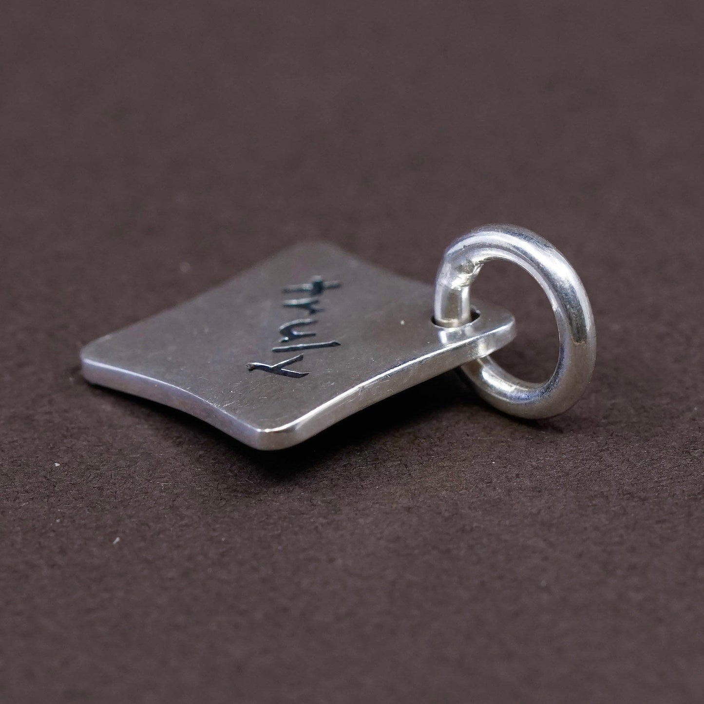 Vintage sterling silver handmade pendant, 925 silver tag embossed “truly”