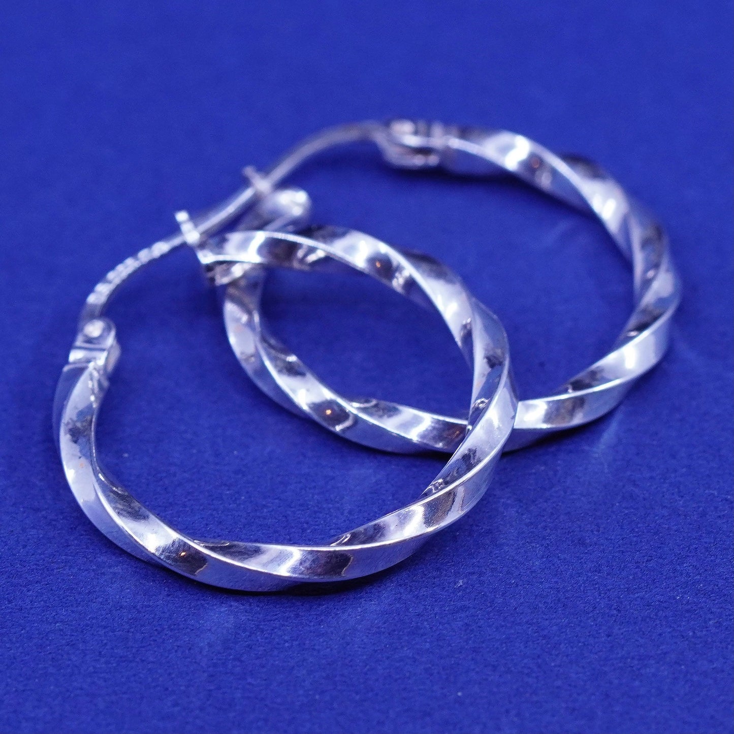 1”, Sterling silver handmade earrings, twisted 925 modern minimalist hoops