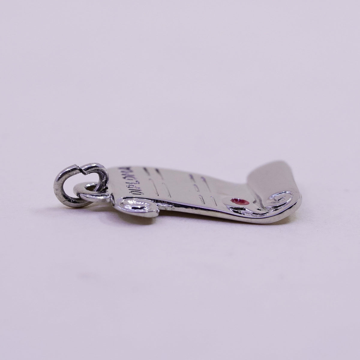 Vintage sterling silver graduation pendant, 925 diploma tag charm
