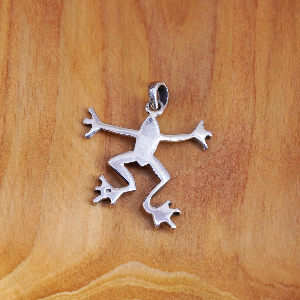 Vintage Sterling silver handmade pendant, 925 frog charm