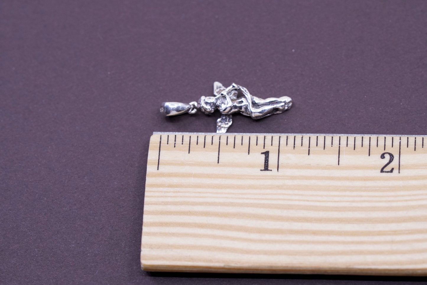 Vintage Sterling silver handmade pendant, Italy 925 angel with trumpet charm